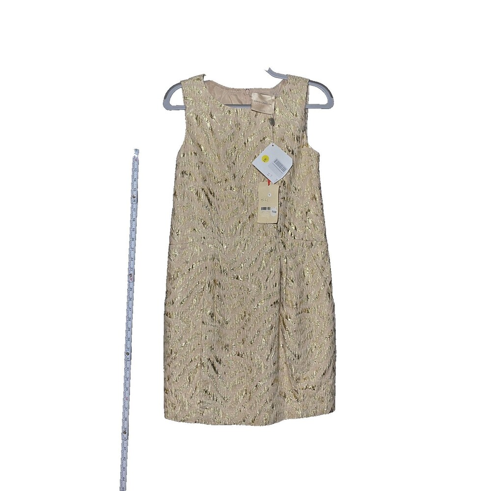 Erika Cavallini Women's Gold Sleeveless Shift Dress Size 42 NWT